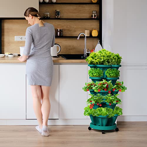 Strawberry Vertical Planters Tower Garden (Hunter Green / 7 Tier-1 Pack)