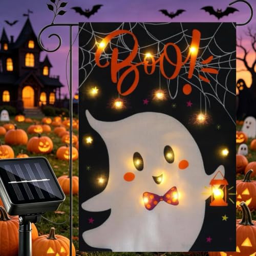 Halloween Lighted Garden Flag for Outside (Ghost)