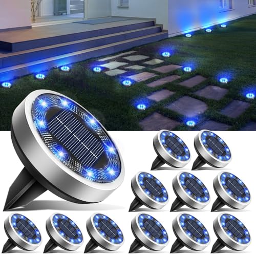 16 Pack Solar Lights Outdoor Waterproof (Blue / 16 Pack)