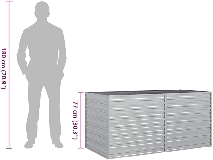 Garden Raised Bed, Silver Galvanized Steel Planter for Outdoor Plants, 63x31.5x30.3 inch Rectangular Elevated Garden Bed, Durable Metal for Vegetables, Herbs, Flowers
