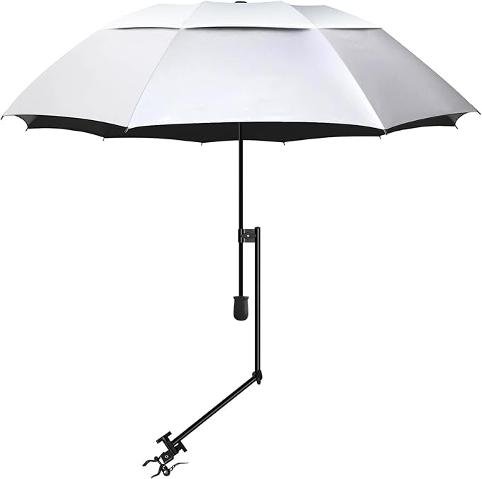 UPF 50+ Beach Umbrella with Adjustable Universal Clamp