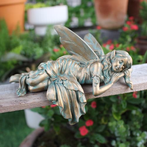 Vintage Bronze Sleeping Fairy Statue Outdoor Garden Decor (Sleeping)