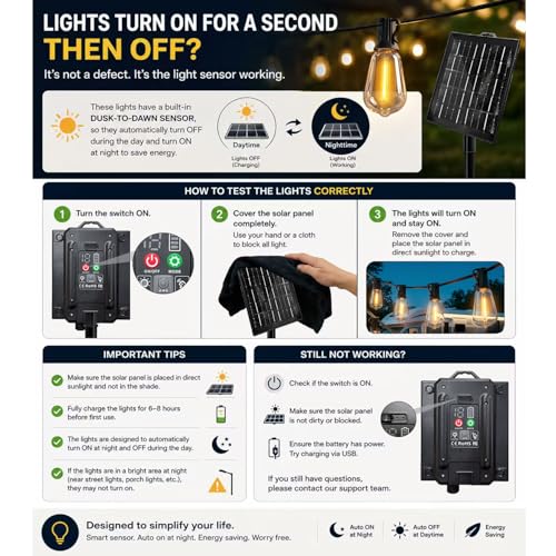 200FT Solar String Lights Outdoor Waterproof with Remote & Timer (Warm White / 200FT)
