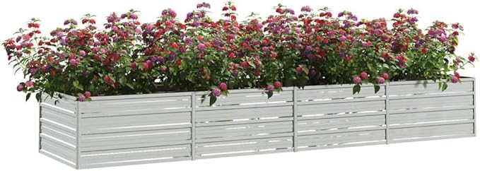 Large Galvanized Steel Raised Garden Bed, Silver Rectangular Outdoor Planter Box for Vegetables, Herbs, Flowers, 126x31.5x17.7 Inch