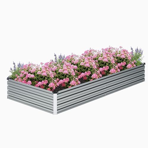 2PCS 8x4x1FT Galvanized Raised Garden Bed Kit (Silver / 8x4x1(2PCS))