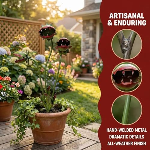 Whimsical Metal Carnivorous Plant Garden Stake (1pcs)