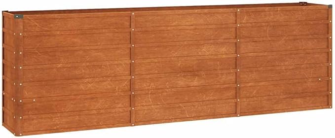 vidaXL Garden Raised Bed Planter - corten Steel Flower Box, Plant Stand, 94.5"x15.7"x30.3", Outdoor Garden/Patio Planter Pot, ic Brown