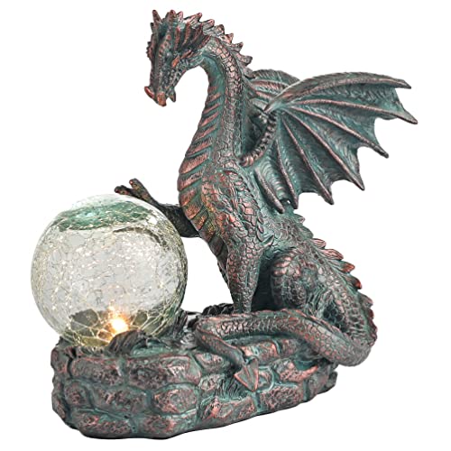 Dragon Solar Resin Bronze Gothic Garden Statue 6" (Medium)
