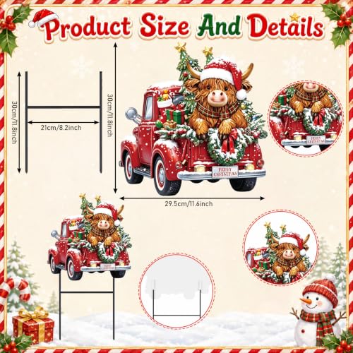 Christmas Highland Cow Truck Outdoor Yard Decorations (Christmas Tree Highland Cow)