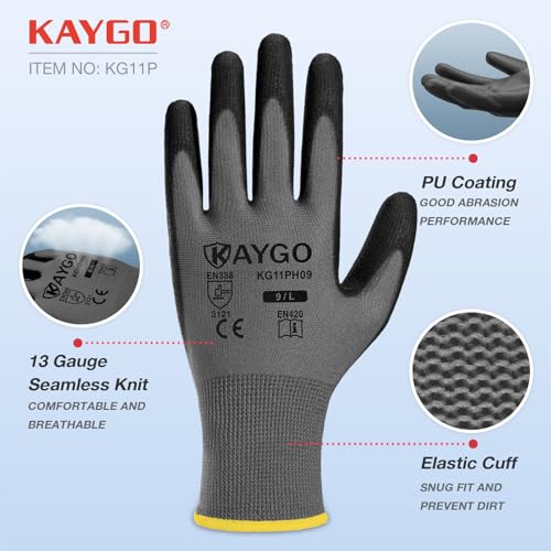 Safety Work Gloves for Men Women (Grey / X-Large)