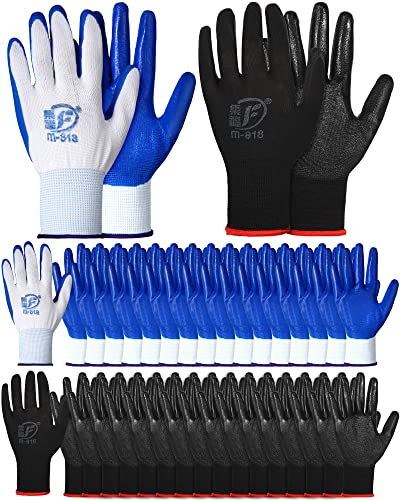 36 Pairs Garden Gloves Bulk for Men Women (Blue, Black)