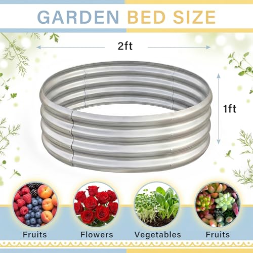 Galvanized Raised Garden Bed Kit (2×2×1ft / 1-silver)