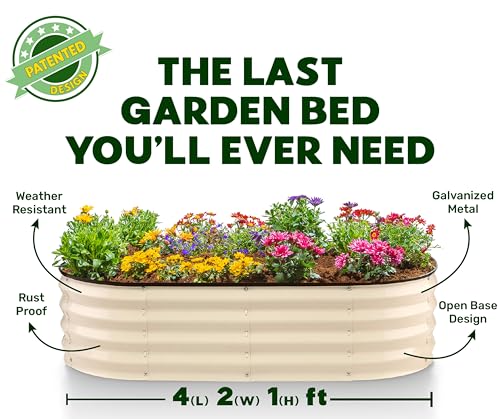 Galvanized Raised Garden Beds Outdoor (White)