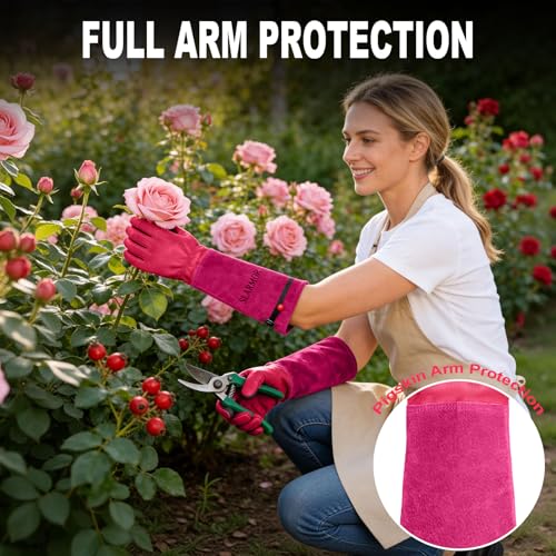 Gardening Gloves for Women Men (Red / Small (Pack of 1))