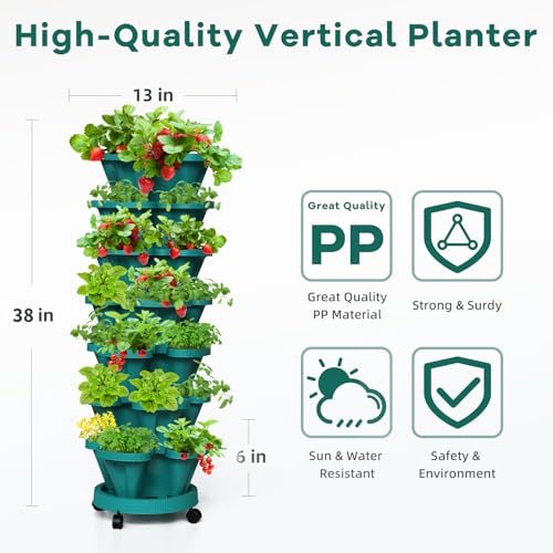 Strawberry Vertical Planters Tower Garden (Hunter Green / 7 Tier-1 Pack)