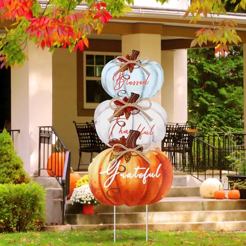3 Pcs 31 Inch Fall Outdoor Decorations Yard Sign (Rustic Color)