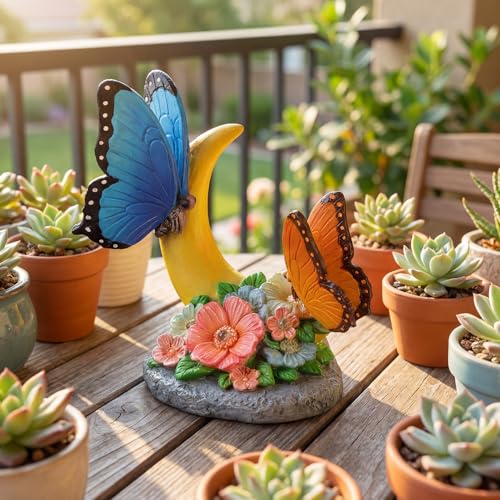 Solar Garden Butterfly Statue Decor for Yard Lawn Patio Outdoor (Butterfly)