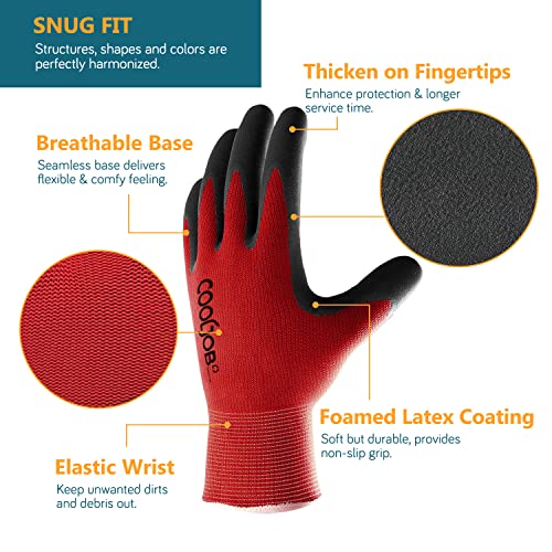 Gardening Gloves for Men (Black & Red (Latex) / Medium (Pack of 6))