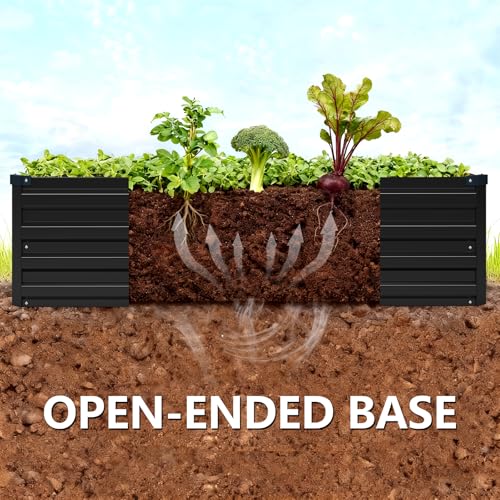 2PCS 9x3x1ft Galvanized Raised Garden Beds Kit (Black / 9x3x1FT(2PCS))