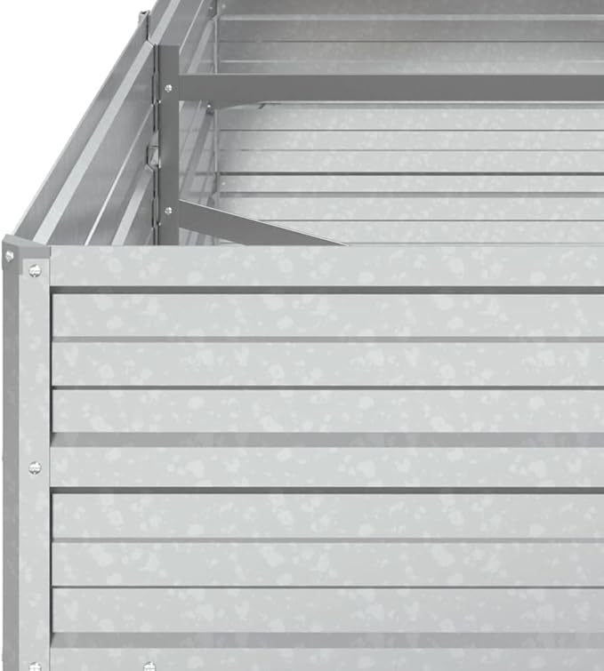 Garden Beds Outdoor Planter Cages Boxes Herb Garden Raised Bed 63"x31.5"x17.7" Galvanized Steel Silver for Garden Outdoor Lawn Patio Flower Planters Metal Trough