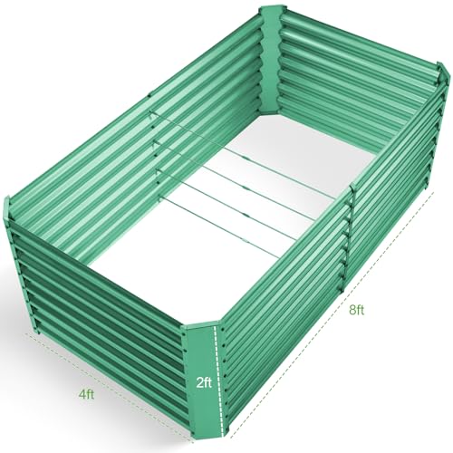 8×4×2 ft Galvanized Raised Garden Bed Kit (8×4×2ft（Rectangular） / Green)