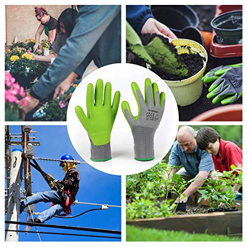 6 Pairs Eco Latex Palm Coated Garden Work Gloves by WORKPRO (Large)