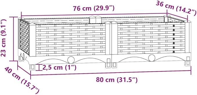Raised Garden Bed 31.5"x15.7"x9.1" Polypropylene Planter Blue Gray Outdoor Raised Planter Box for Vegetables, Flowers, Herbs, and Garden Boxes