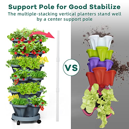 Strawberry Vertical Planters Tower Garden (Dark Grey / 7 Tier-1 Pack)