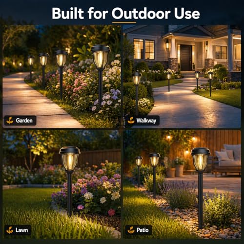 12 Pack Solar Lights Outdoor (12 Pack - Warm)