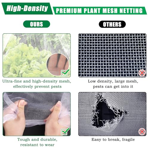 10 X 50 FT Breathable Garden Mesh Netting Pest Barrier for Raised Beds (White Netting / 10x50ft)