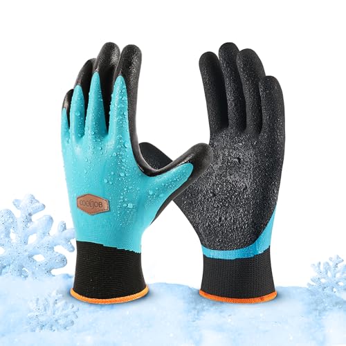 1 Pair Winter Waterproof Gardening Work Gloves with grip (Fleece/Blue / Small (Pack of 1))