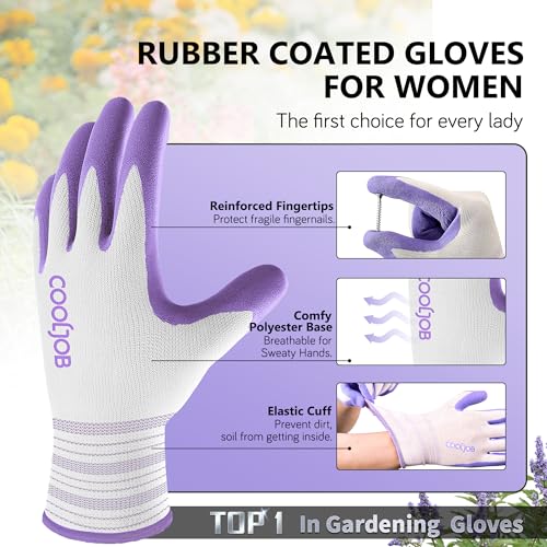 10 Pairs Gardening Gloves for Women (Lavender Purple, Apple Green / Medium (Pack of 10))