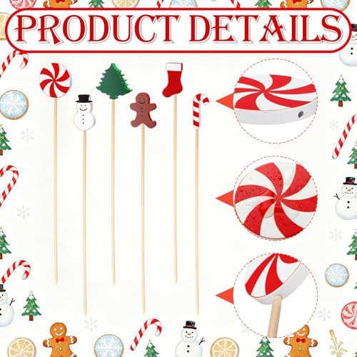 6 Pcs Wooden Christmas Garden Stakes Yard Plant Decoration (Christmas)