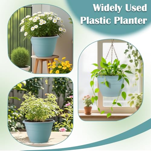 3 Pack 11 Inch Plant Pots with Drainage Hole and Plug (Sky Blue / 11 inch)