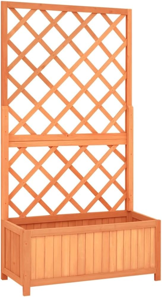Garden Trellis Planter, Patio planters Raised Flower Bed Gardening Box Standing Planter Suitable for Corridor Orchard Nursery Courtyard Brown 27.6"x11.8"x53.1" Solid Firwood