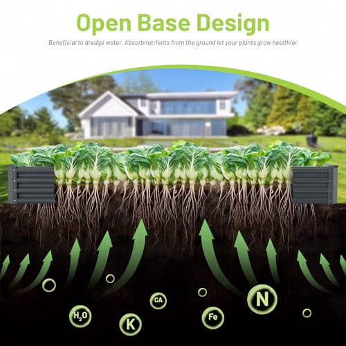 2PCS 6x3x1FT Galvanized Raised Garden Bed (6x3x1(2PCS) / Gray)