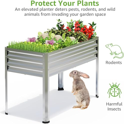 2PCS Galvanized Raised Garden Beds with Legs 48x24x32in (2 PCS)