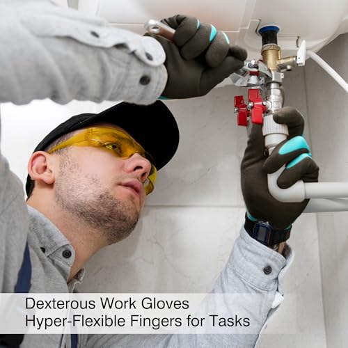 Waterproof Gardening Work Gloves with grip for Women & Men (No Fleece/Blue / Large (Pack of 2))