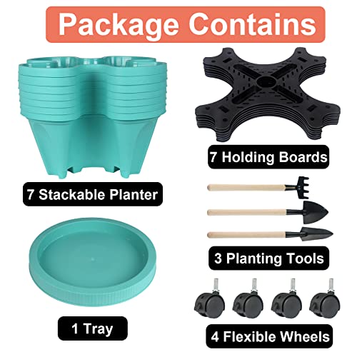 Vertical Planter Tower (Teal / 7 Tier)