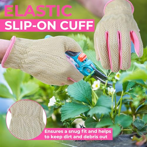 Gardening Gloves for Women (Pink Khaki / Large (Pack of 1))