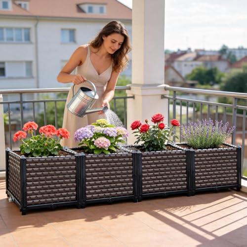 Large Planters for Outdoor Plants 14" Tall Planter Box (62.9"(l) X 15.7"(w) X 14.2"(h))
