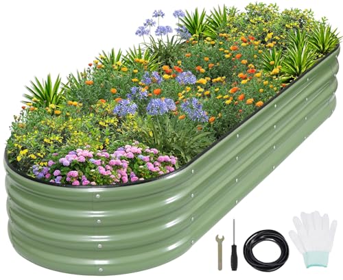 Galvanized Raised Garden Bed (Green / 6×2×1ft（1pcs）)