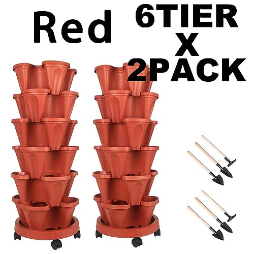 Vertical Planter Tower (Red / 6 Tier)