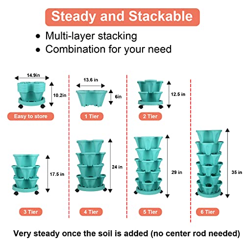 Vertical Planter Tower (Teal / 6 Tier)