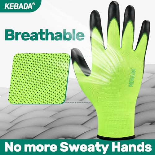 W1 Safety Work Gloves for Men & Women (12 Pairs-green / Small)