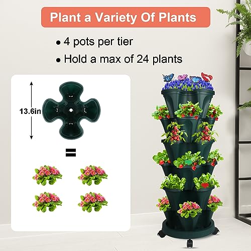 Vertical Planter Tower (Green / 6 Tier)