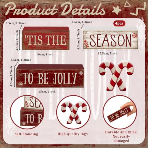 4 Pcs Christmas Table Decorations (Candy Cane)
