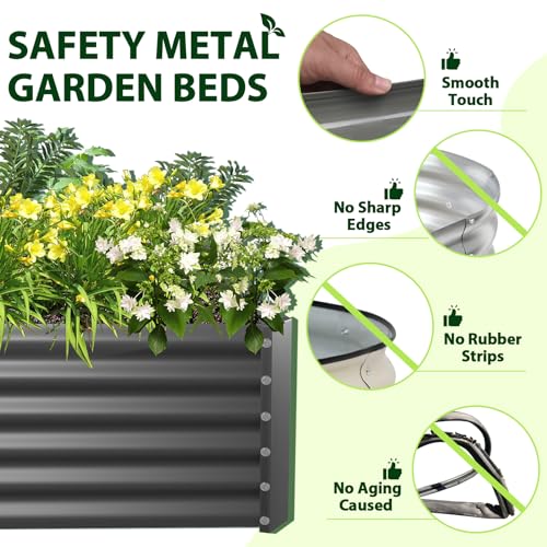 Anleolife 6x3x1.5ft Rectangular Galvanized Raised Garden Bed (Rectangle Grey / 6×3×1.5ft Tall)