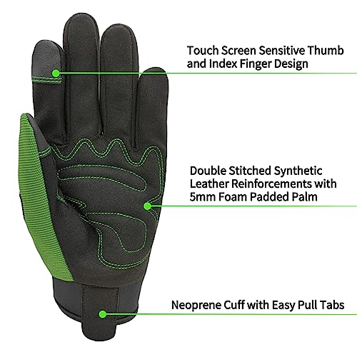 Work Gloves Men&Women (1 Pair Per Pack-green Work Gloves / Medium)