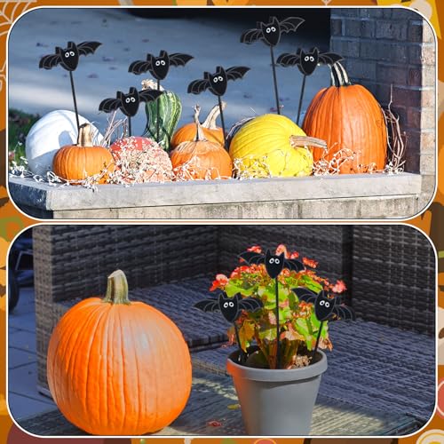 6 Pcs Wood Bat Garden Stakes Halloween Fall Plant Decor Outdoor (Bat)